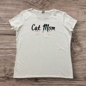 Cat Mom White Cotton T-Shirt size XL